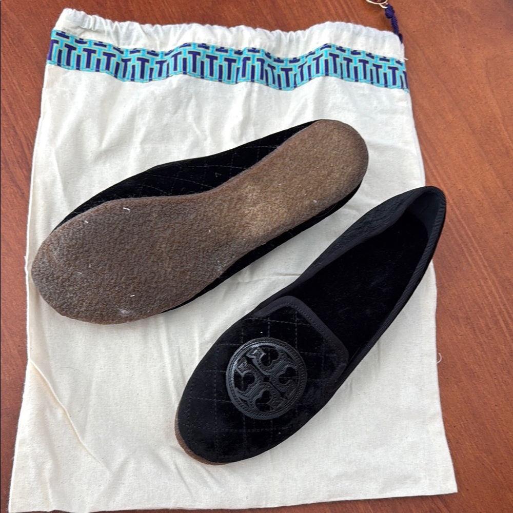 Tory Burch Black Quilted Flats
